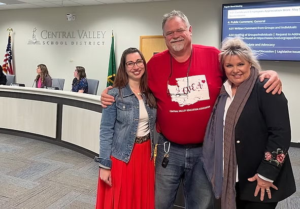 Wally, Bunni, and Danielle at the School Board meeting in recognition of National Teacher Appreciation Week